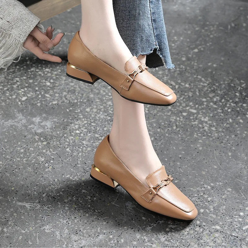 Genuine Leather Fashion  Women Loafers Flat Shoes  Designer Slip On Shallow Pump Female Retro Luxury Flat Shoes Loafers Women