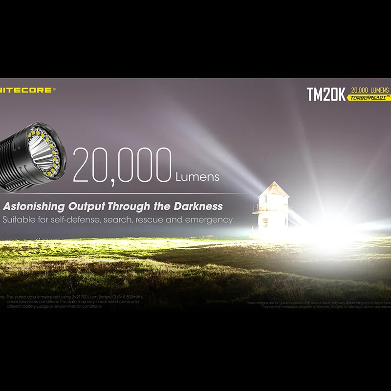 Pаспродажа Тактический фонарик NITECORE TM20K, 20000 люмен, 19 светодиодов CREE, USB, перезаряжаемый, встроенный аккумулятор, прожектор