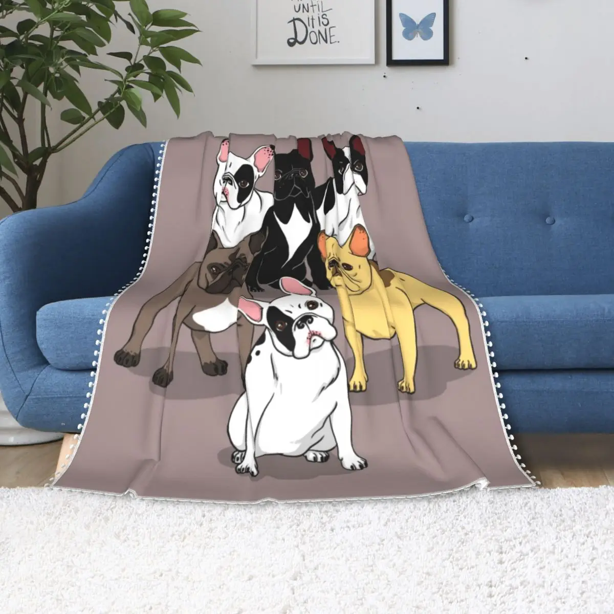 

FRENCH Bulldog Friends Blanket Animal Fashion Funny Bedspread Fleece For Photo Shoot Soft Blanket