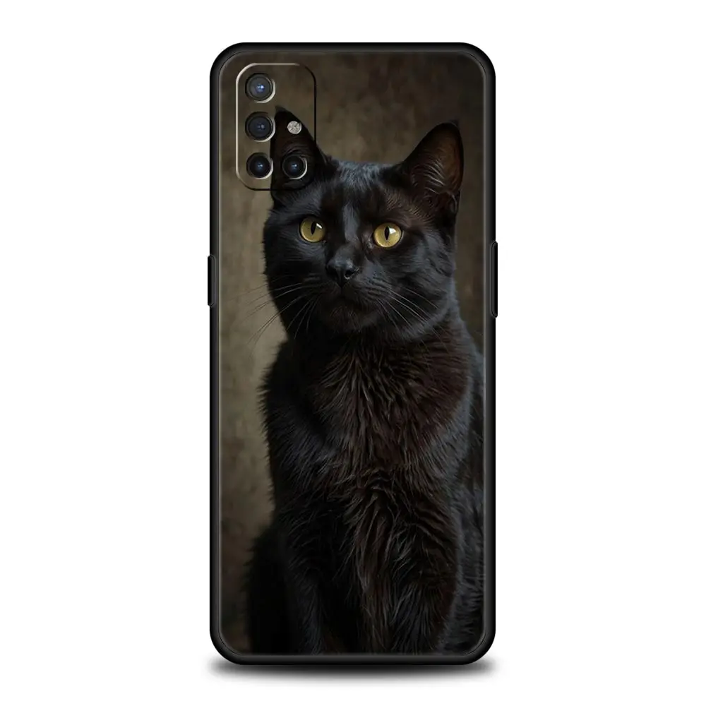 Фото Чехол для телефона OnePlus 12 11 10 9 Pro 9T 12R 10R 9R 9RT 10T 8T 8 7 6T 7T Nord 2T CE 2 5G N200 N10 N100 Cover Black Cat №3