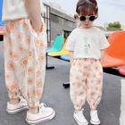 Новинка 2022 года, весенне-летние леггинсы для мальчиков и девочек, детские тонкие хлопковые брюки-шаровары, Детская свободная повседневная одежда