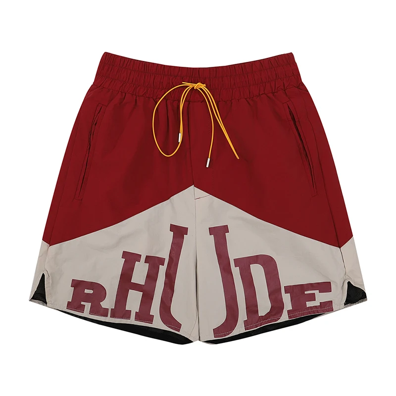 

2023SS Splicing RHUDE Mesh Shorts Hip Hop Drawstring Mesh RHUDE Men Shorts FOR men