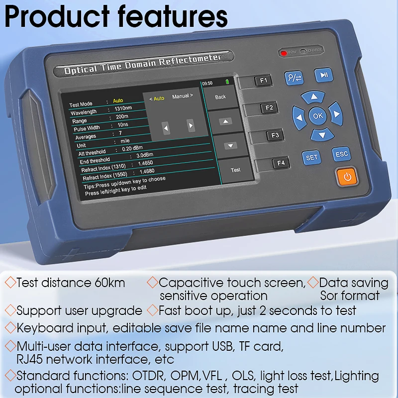 Smart OTDR(Built-in OPM/OLS/VFL)Multifunctional Optical Time Domain Reflectometer Fiber Tester AUA-600U/600A/601U/601A/616U/616A