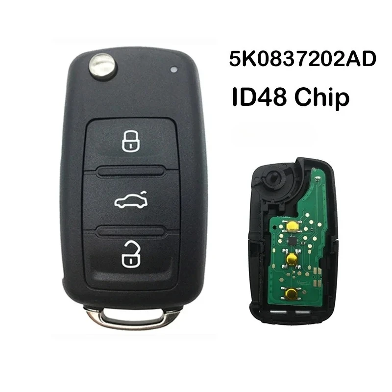 

ID48Chip 5K0837202AD/202Q 434/315 МГц автомобильный дистанционный ключ для VW Golf Tiguan Amarok Polo Passat CC SEAT Skoda Mk6 Octavia Jetta Beetle