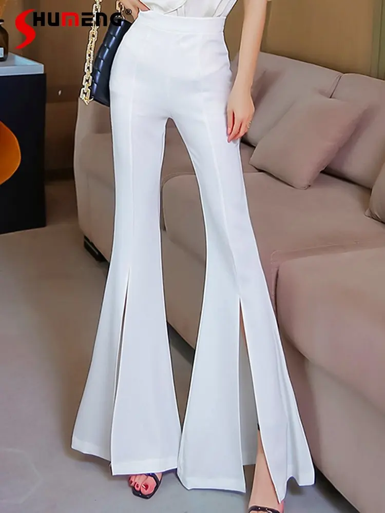 Western Style All-Matching Draping Split Flared Pants Women's Spring/Summer 2023 New High Waist Commute Slim-Fit Trousers