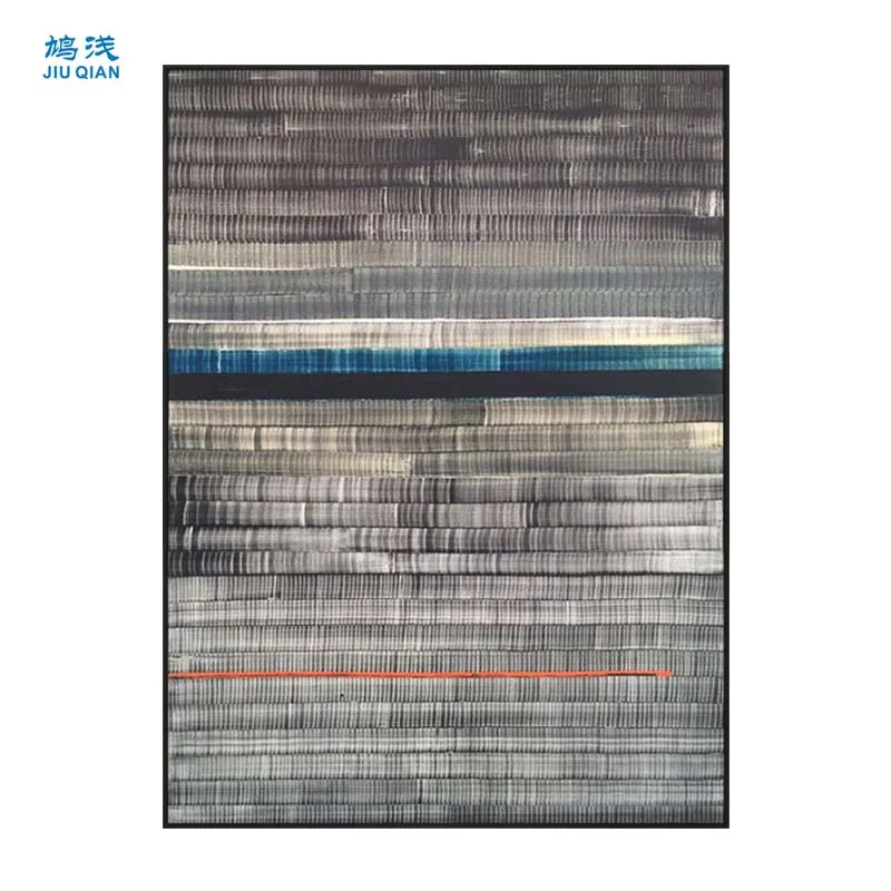 

JIUQIANJZX Hand-painted oil painting simple porch murals vertical version of soft installation hanging paintings Stripe texture