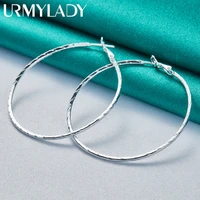 urmylady 925 sterling silver large hoop charm earrings ear loops for women wedding fashion party fine jewelry