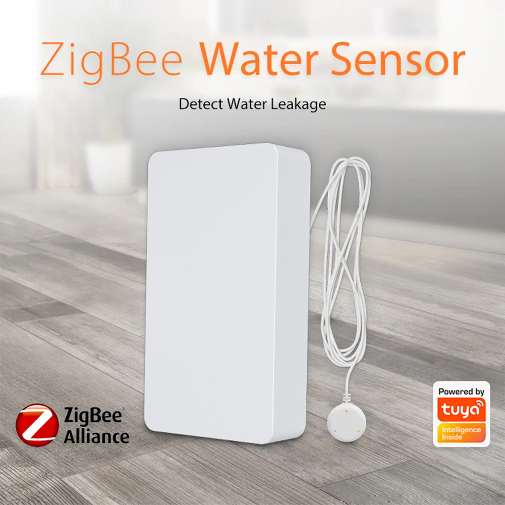 

Tuya ZigBee Water Leak Sensor Remote Control 2.4GHz Overflow Security Alarm System Battery Powered Portable for Home Apartment