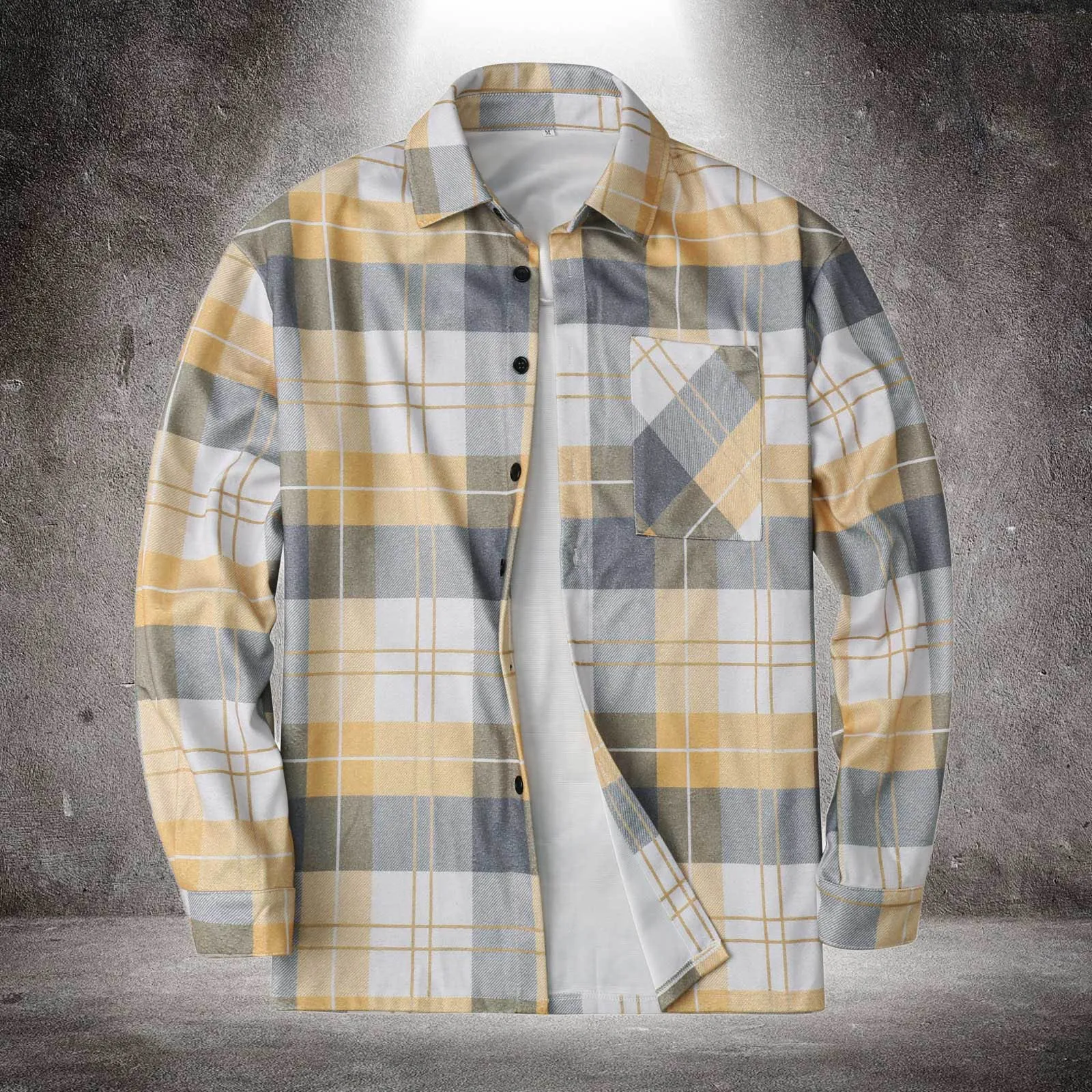 

Мужская Зимняя Повседневная легкая деловая рубашка с отложным воротником и принтом, большие размеры