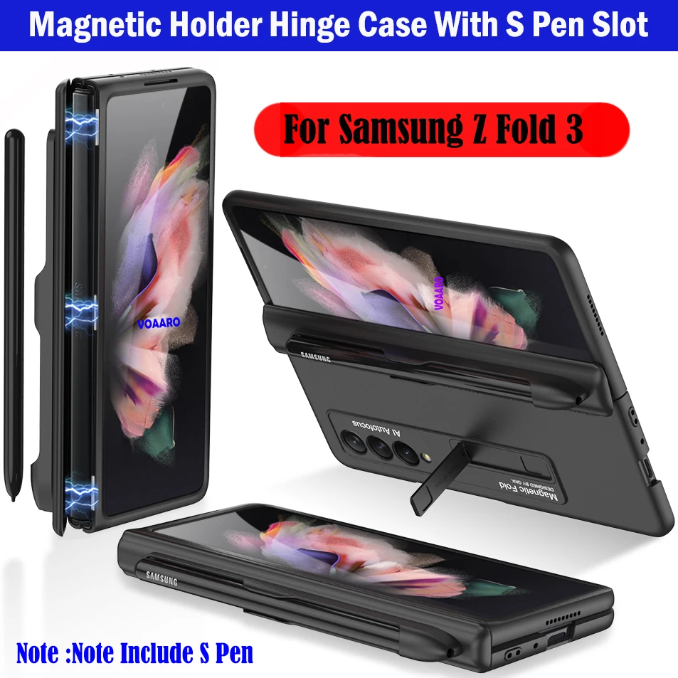 

For Samsung Galaxy Z Fold 3 5G Magnetic Hinge Case with S Pen Slot for Samsung Z Fold 3 Magnet Hinge Case with S Pen Holder