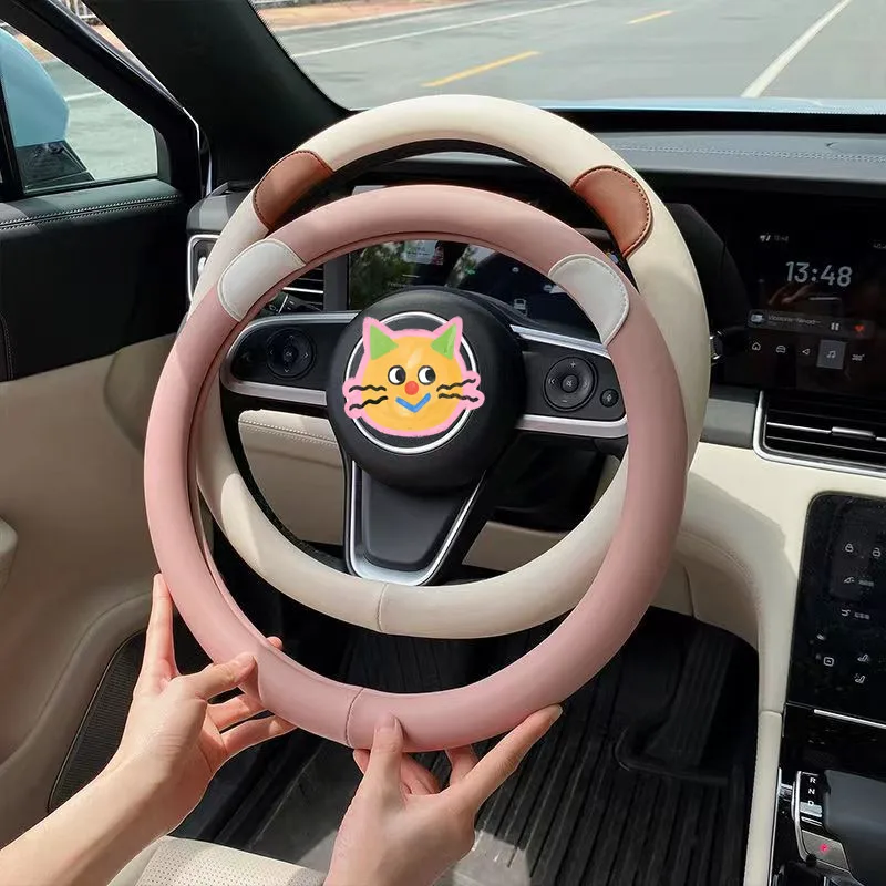 

New Cartoon Car Steering Wheel Cover Linen Anti-skid Wear-resistant Handlebars Set Four Seasons General Motors Interior
