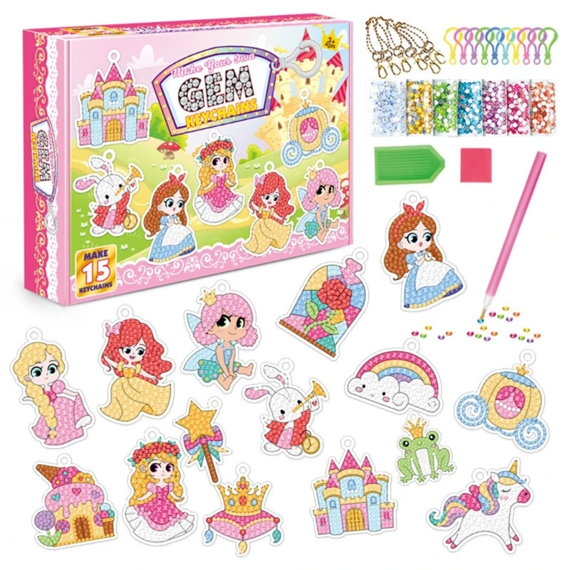 

15/12Pcs 5D Diamonds Painting Kits for Kids Easy to DIY Diamond Keychains Craft for Girls Adults Beginner