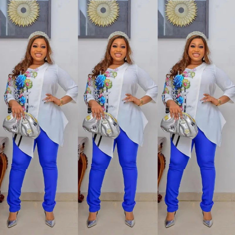 

4XL-XL Африканский Дашики, новый модный костюм (топ и брюки), супер эластичный вечерний Дашики для женщин