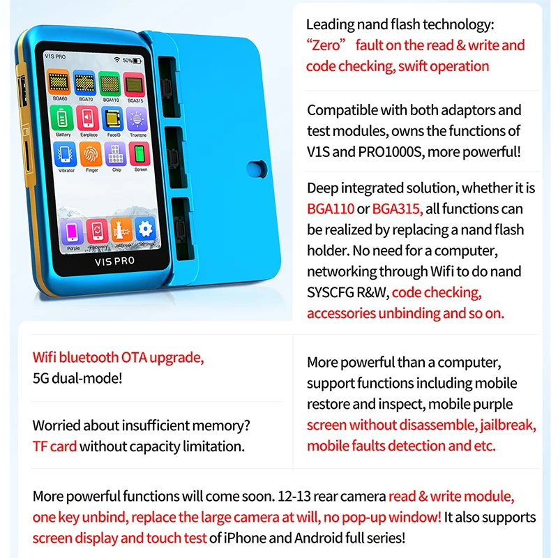 

JCID V1S Pro Programmer Compatible with JC Pro1000S and V1SE Board for IPhone Screen True Tone Face ID Battery HDD LCD Repai
