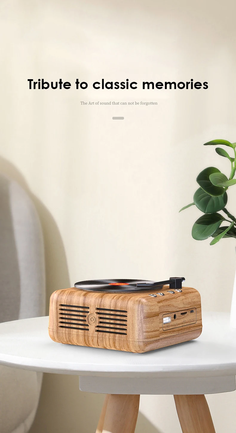 

Retro Audio Radio Bluetooth Speaker Mini Atomic Vinyl Record Player Birthday Gifts Wireless Speaker Hifi Sound Music Sound Box