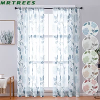 mrtrees modern print leaves sheer curtains for living room bedroom tulle curtains for kitchen window treatment home door drapes