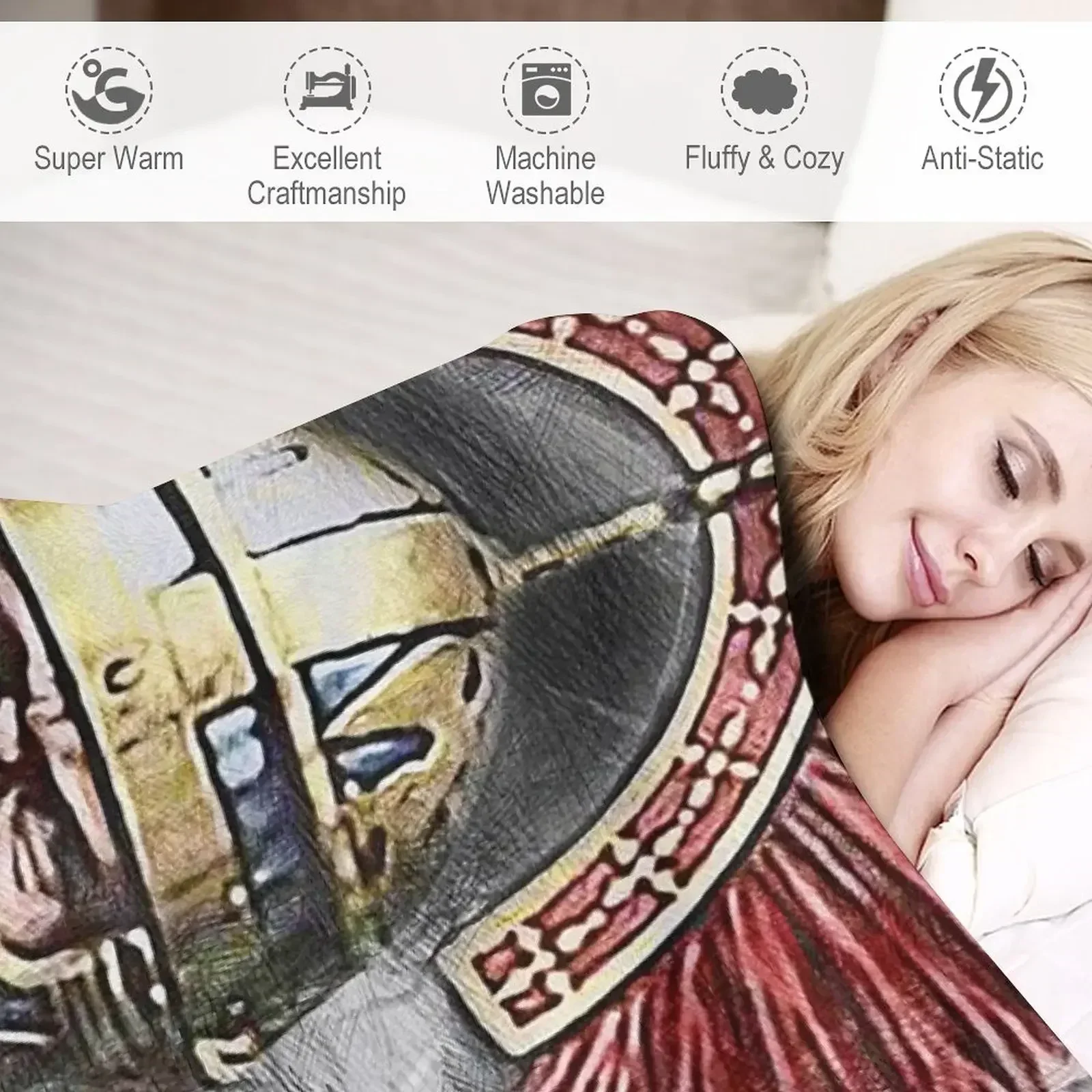 Портрет римского легионаря винтажное тяжелое самое мягкое одеяло для дивана