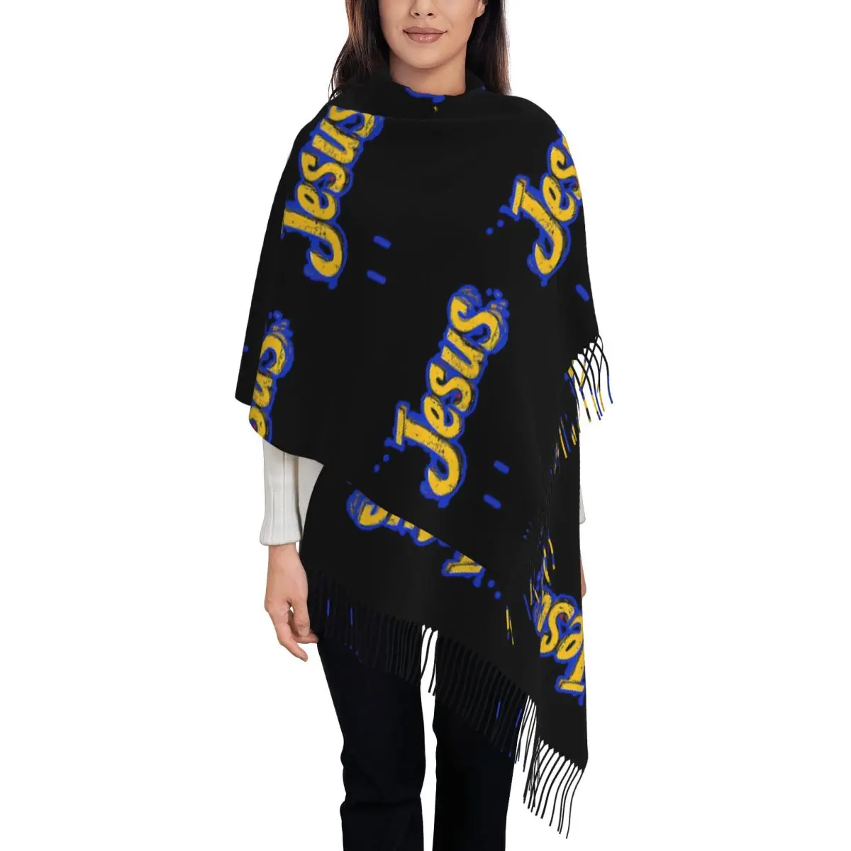 Шарф с Иисусом из Библии шарфы кисточками для женщин мягкие теплые шали и