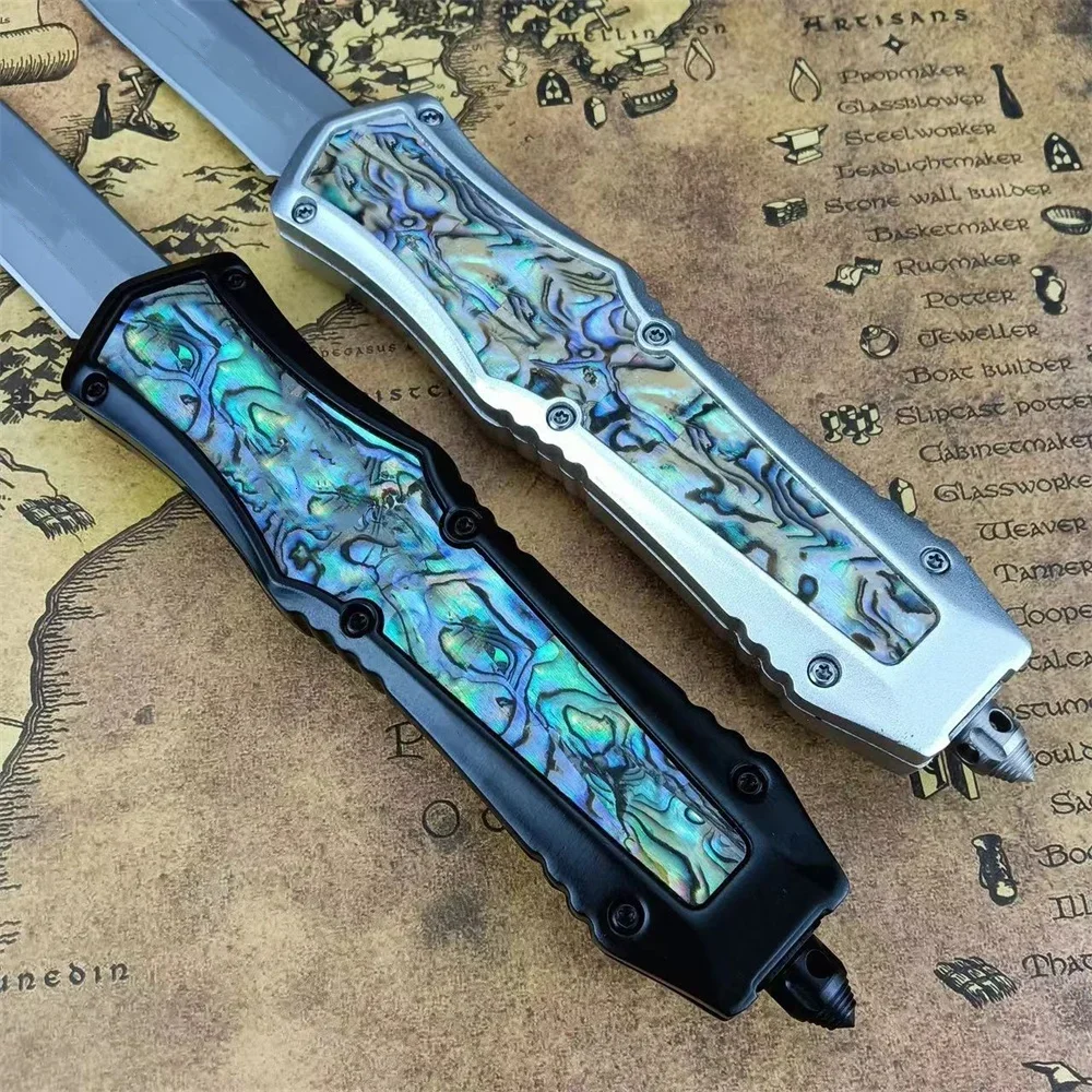 Тактический Уличный Нож 440C Лезвие Из Цинкового Сплава Инкрустированная Ручкой