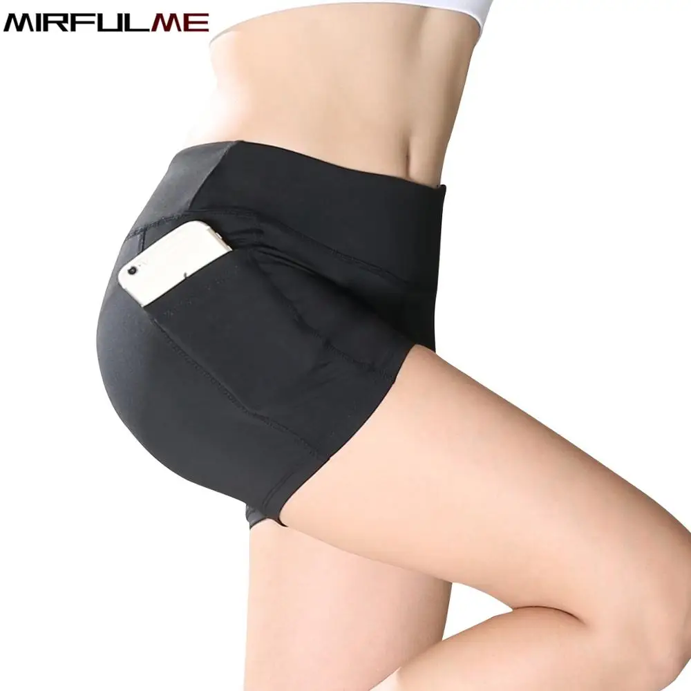 

Women Sport Shorts Outdoor Elastic Running Shorts Breathable Skinny Female Fitness Yoga Shorts Pocket Bottom Gym Jogging Bottoms