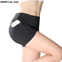 women sport shorts outdoor elastic running shorts breathable skinny female fitness yoga shorts pocket bottom gym jogging bottoms