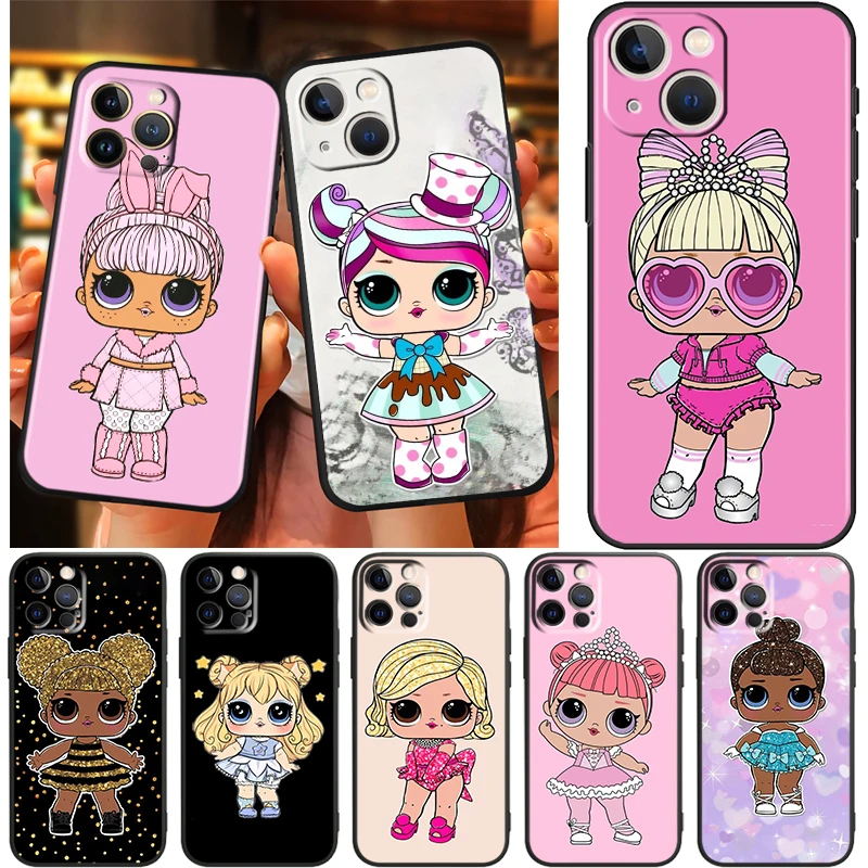

LOL Surprise Doll Cute For Apple iPhone 13 12 11 Pro Max Mini XS Max X XR 6 7 8 Plus 5S SE2020 Soft Black Phone Case Capa Cover