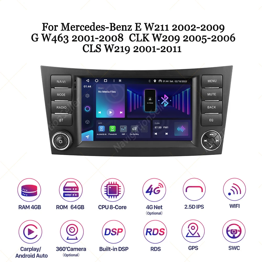 VIGOHI Android Радио для Mercedes E Class W211 CLS W219 2001-2011 CarPlay Головное устройство Multimeida Экран Gps