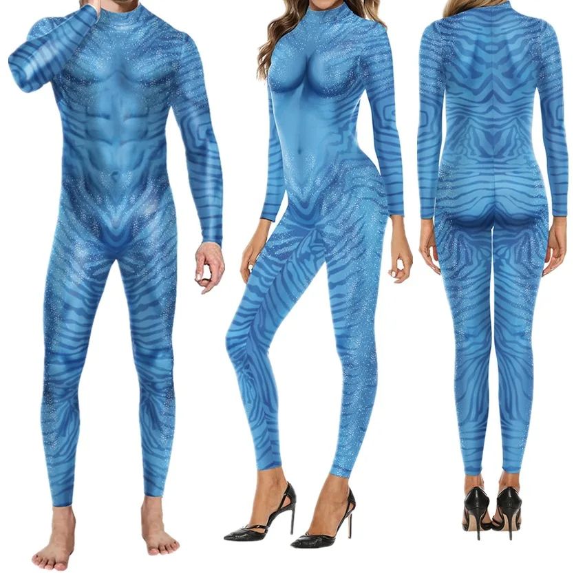 

Movie Avatar 2 The Way of Water Cosplay Jake Sully Neytiri Bodysuit Suit Zentai Jumpsuits for Adult Kids Halloween Party Costume