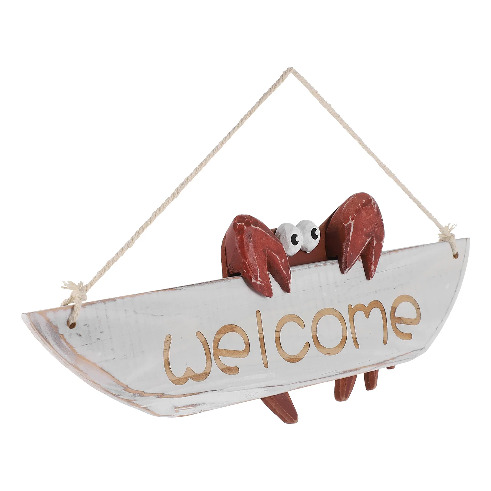 

Wooden Creative Crabs Welcome Board Crab-Design Mediterranean Welcome Sign