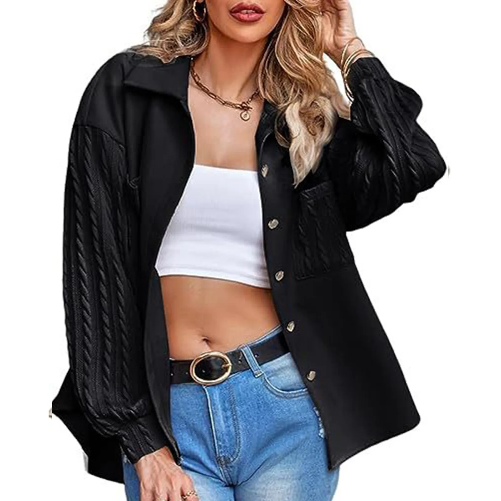 

Женская осенне-зимняя новая свободная куртка с длинным рукавом вязаное пальто на пуговицах вязаный Топ трикотажная женская одежда