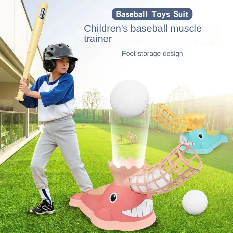 

Children's Baseball Trainer Outdoor Sports Baseball Automatic Foot Fun Whale Catapult Set Parent-child Interactive Toys Set