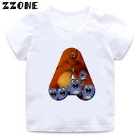 cute grizzly bear and lemming name letter cartoon kids funny t shirts baby boys t shirt children tops girls clotheshkp2618