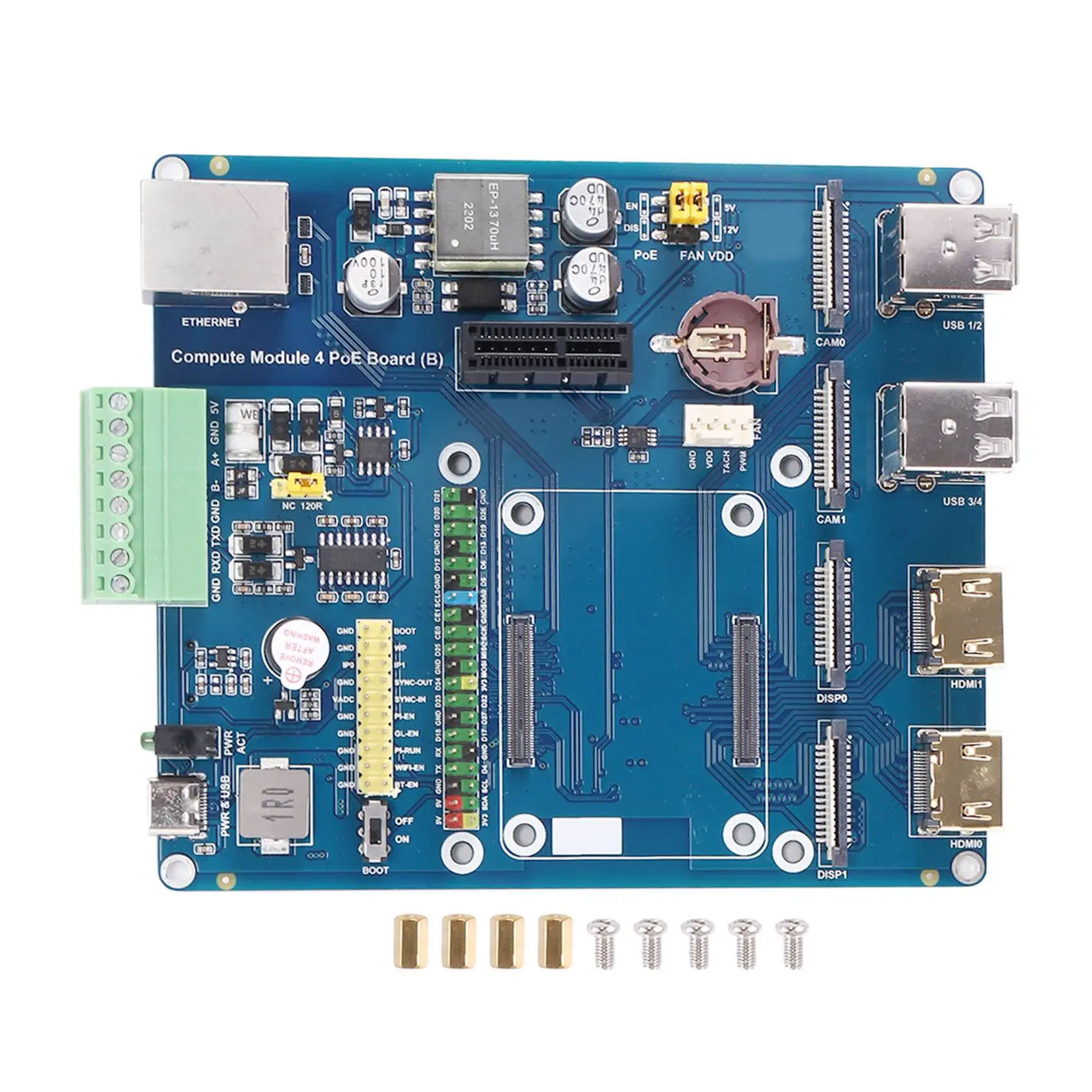 

Плата расширения для Raspberry Pi Compute Module 4 POE/RS485/RS232, 2 порта MIPI CSI, 4 USB RJ45, 40-контактный, GPIO, компьютерный модуль