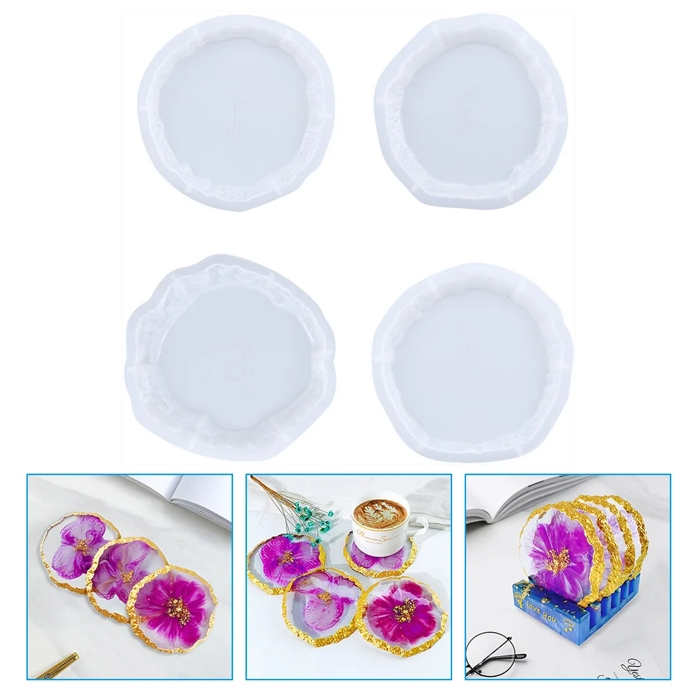 

4pcs Silicone Resin Mold Resin Coaster Mold Coaster Silicone Mold Epoxy Coaster Mold
