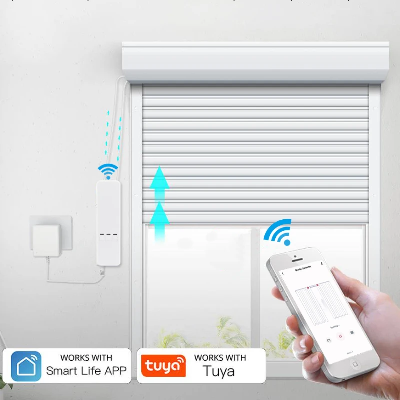

Tuya WiFi Motorized Chain Roller Blinds Shade Shutter Drive Electric Curtain Motor RF Remote Tuya Smart App Control Alexa/Google