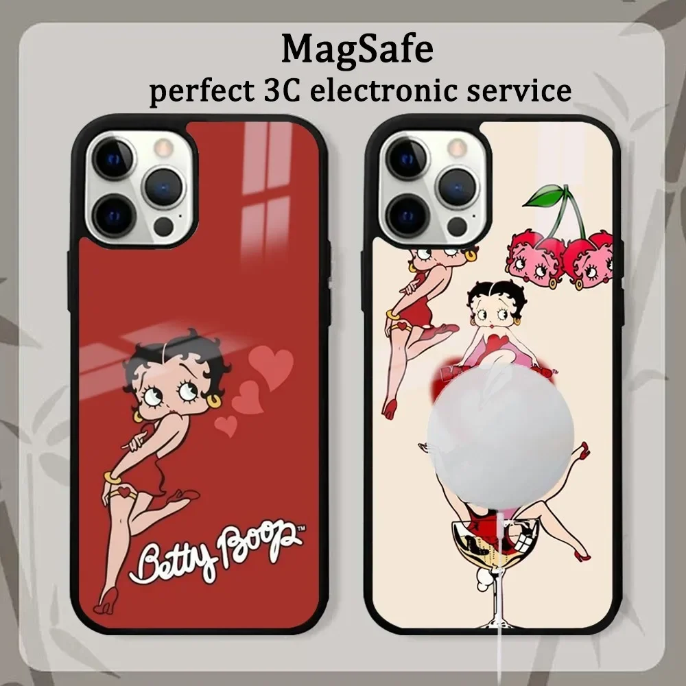 B-Betty-Y B-Boops-S Phone Case For iPhone 16 15 14 13 12 11 Pro Max Plus Mini Magsafe Mirror Wireless Magnetic Cover