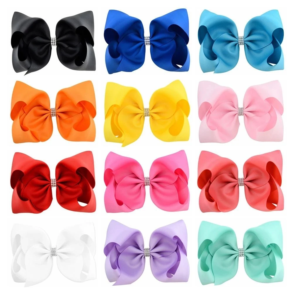 24Pcs 24 colors 8 Inches Huge Bows for Girls Big 8