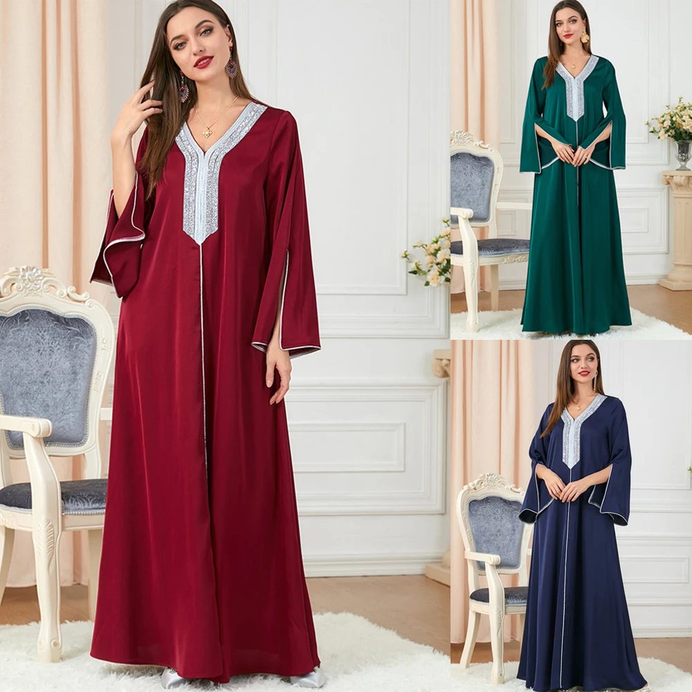 

Abayas Muslim Luxury Elegant Diamonds Women Long Dress Party Evening Turkey Kaftan Maroccan Jalabiya Dubai Arabic Islam Vestidos