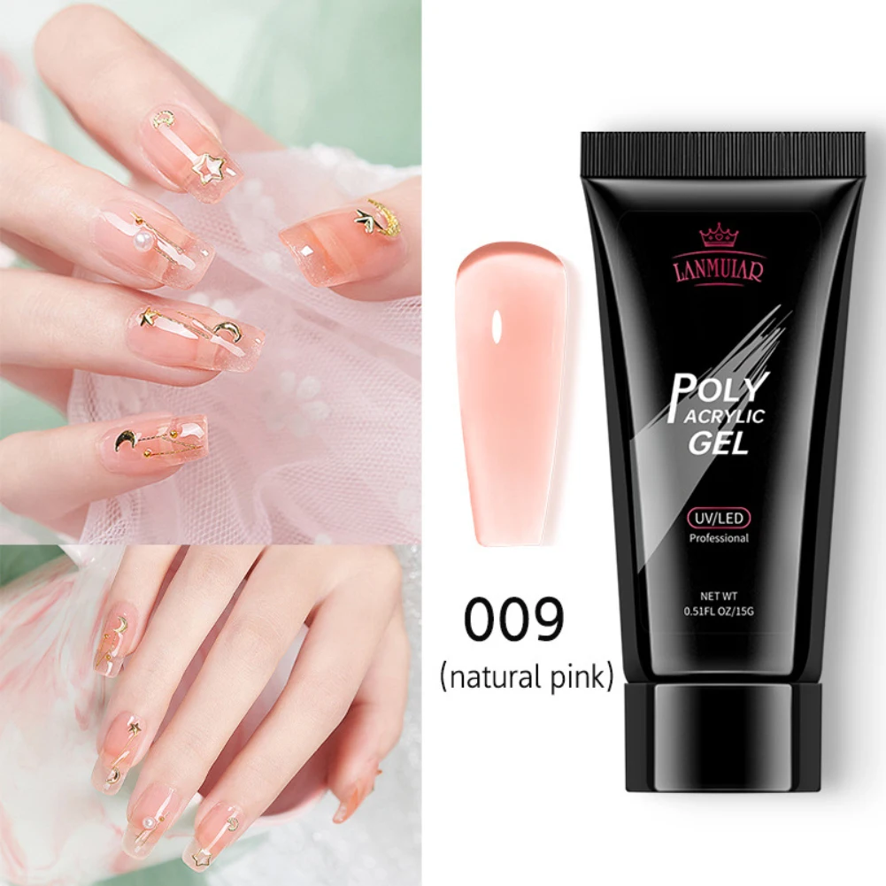 

ELECOOL 15ml Acrylic Gel For Nail 15 Color Nude Clear Crystal Extension Gel UV LED Gel Quick Extension Nail Without Paper Holder