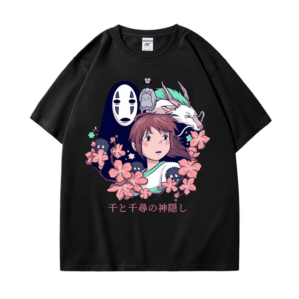 

Anime Spirited Away Totoro Studio Ghibli No Face Man T-shirts Miyazaki Hayao Ponyo on The Cliff Print Oversized T-Shirt Unisex