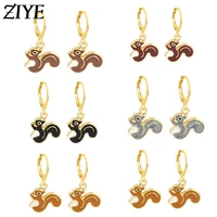 creative squirrel dangle earrings for women zinc alloy cute animal enamel charms drop earrings for girls jewelry gifts wholesale