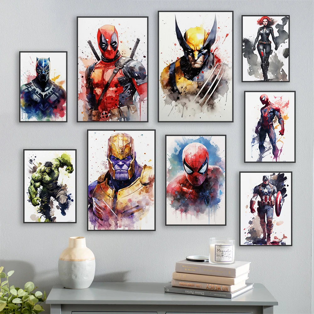Картина на холсте с изображением супергероя из мультфильма Дэдпул