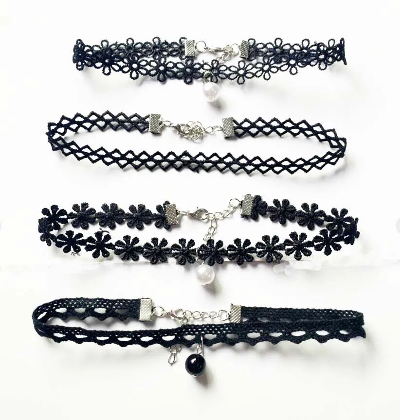 

New European and American collar collarbone chain simple gothic neckband collar necklace four-piece combination short necklace