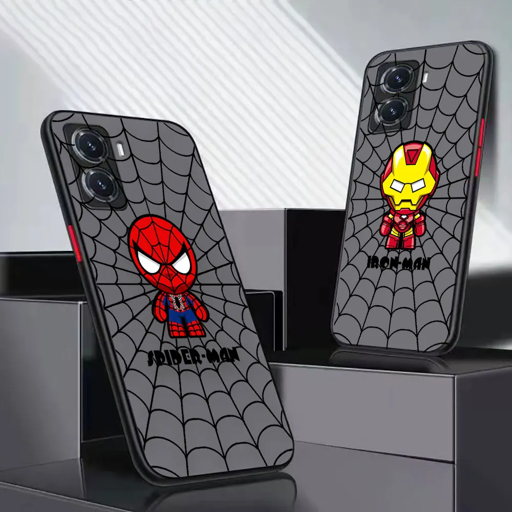 

Matte Case Funda For VIVO Y93 91C 91 85 77 76S 76 75 72 5G 71 70S 67 53 52S 51 50 2020 Case Cartoon Avengers Spider Web Heroes