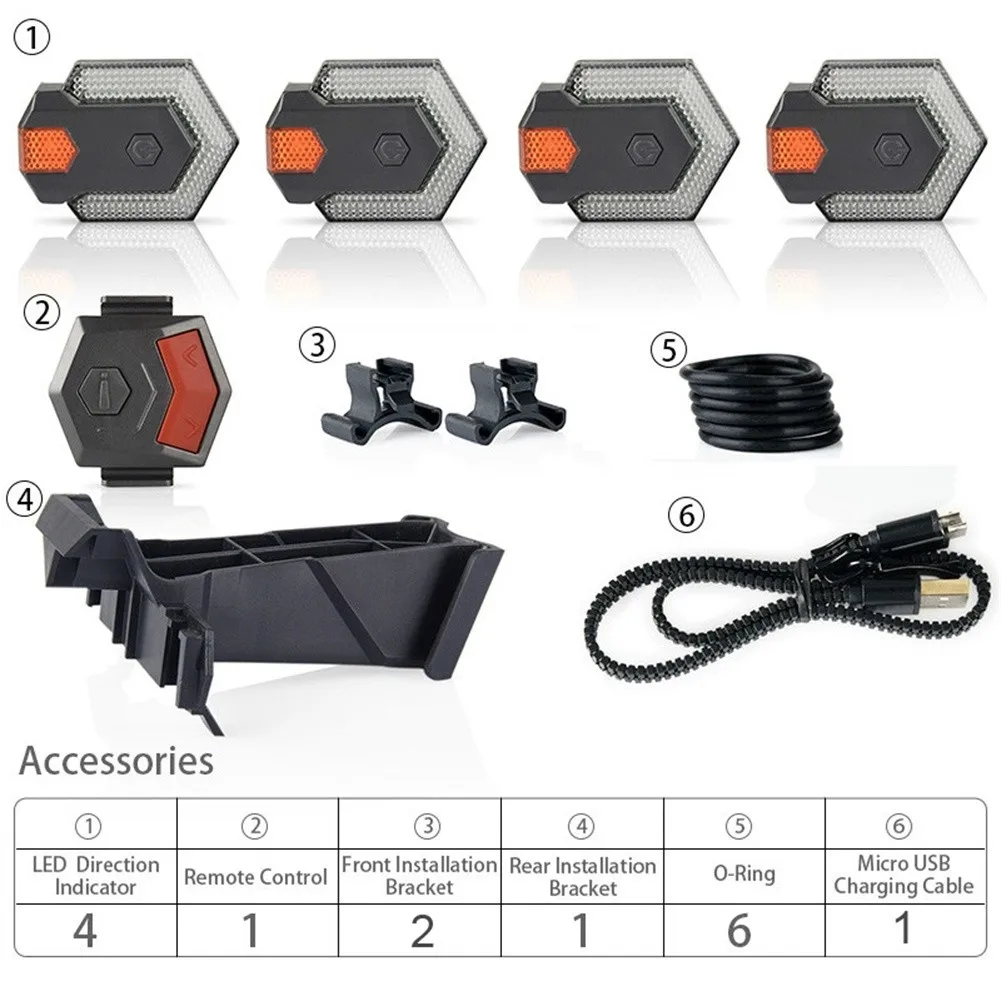 

Водонепроницаемый велосипедный фонарь, зарядка через USB, сигналы поворота, беспроводной пульт дистанционного управления