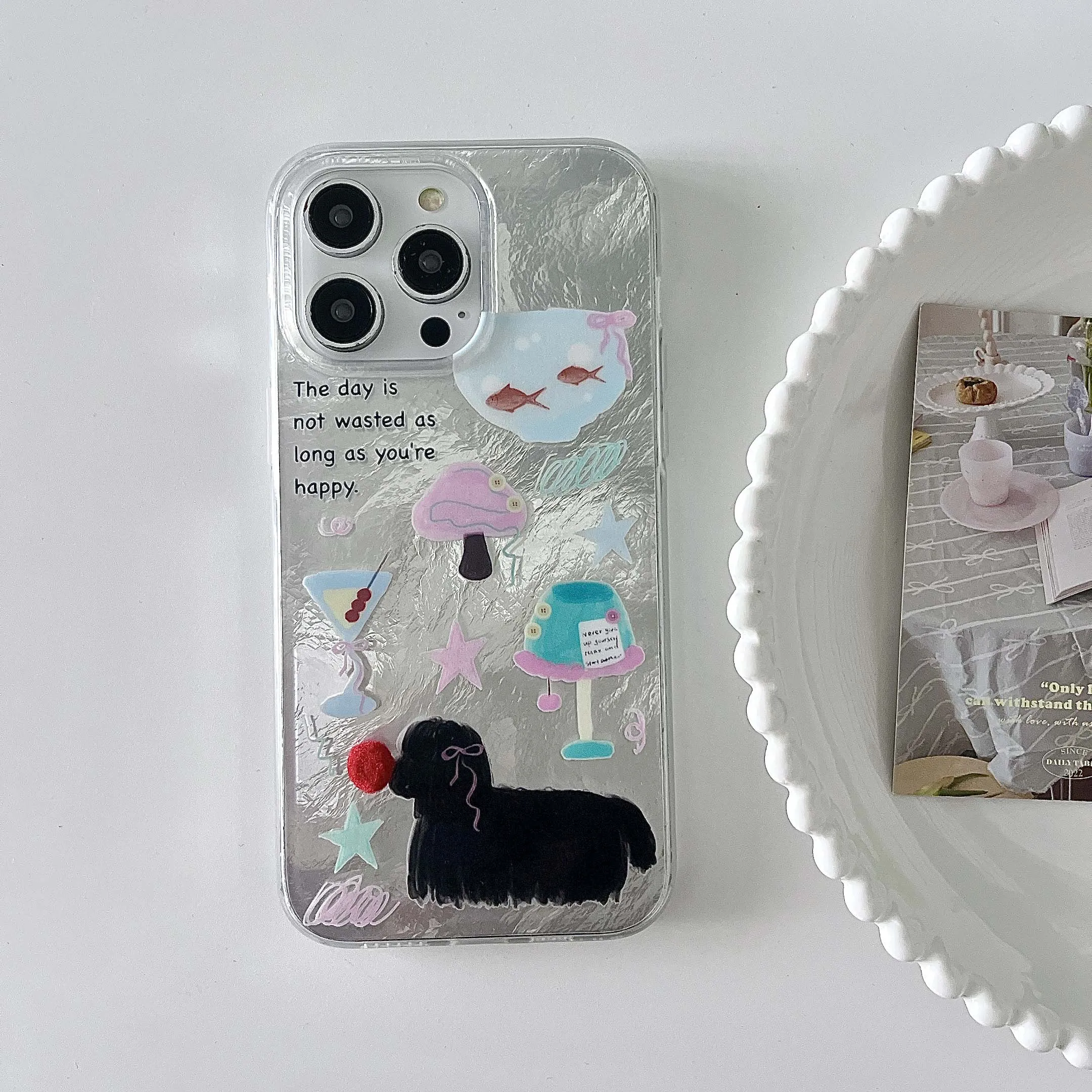 Милый мультяшный чехол Ins для телефона с изображением щенка котенка Iphone 14Pro 13 15Pro 14