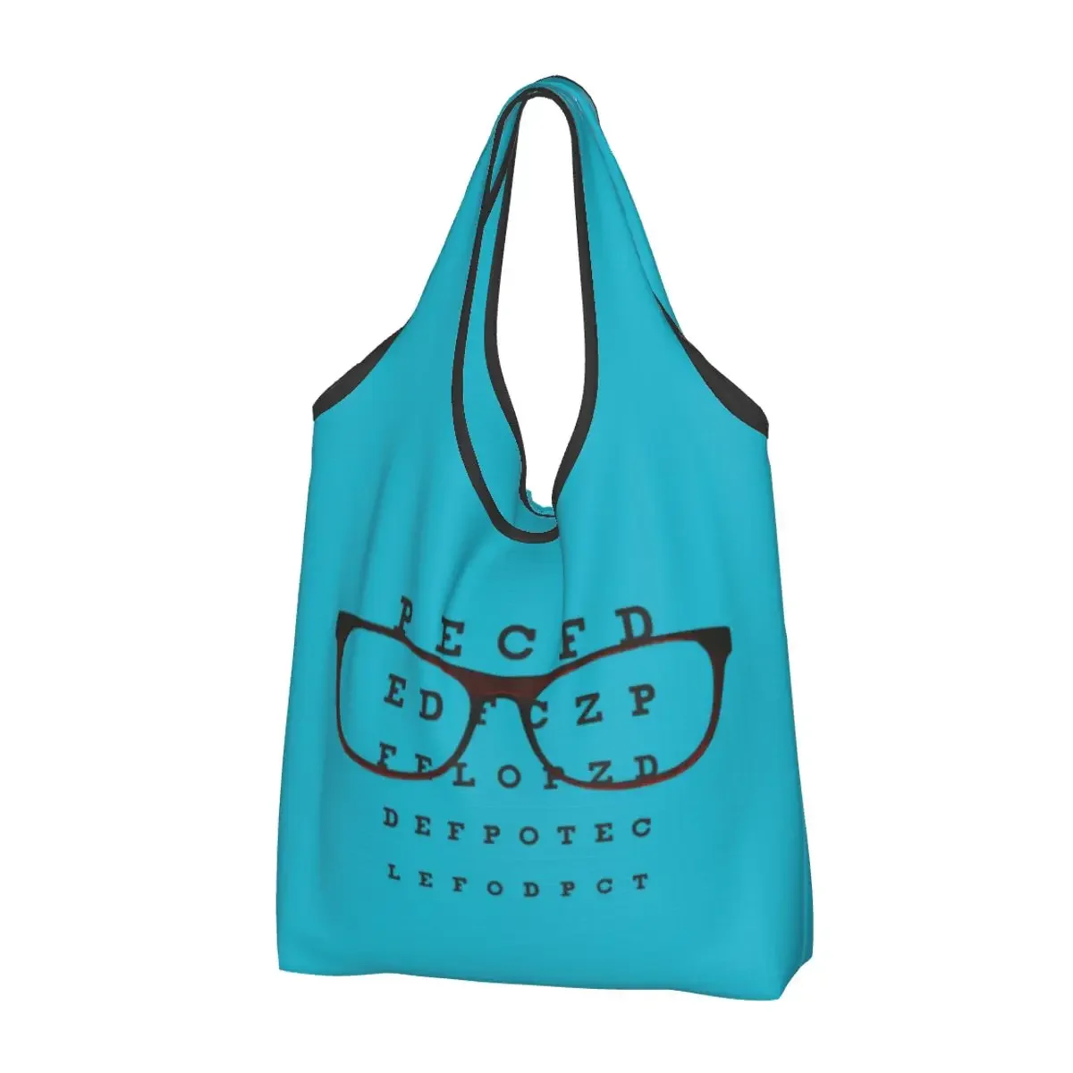 

Glasses With Eye Test Chart Groceries Shopping Bag Custom Shopper Tote Shoulder Bag Big Portable Optician Optometrist Handbag