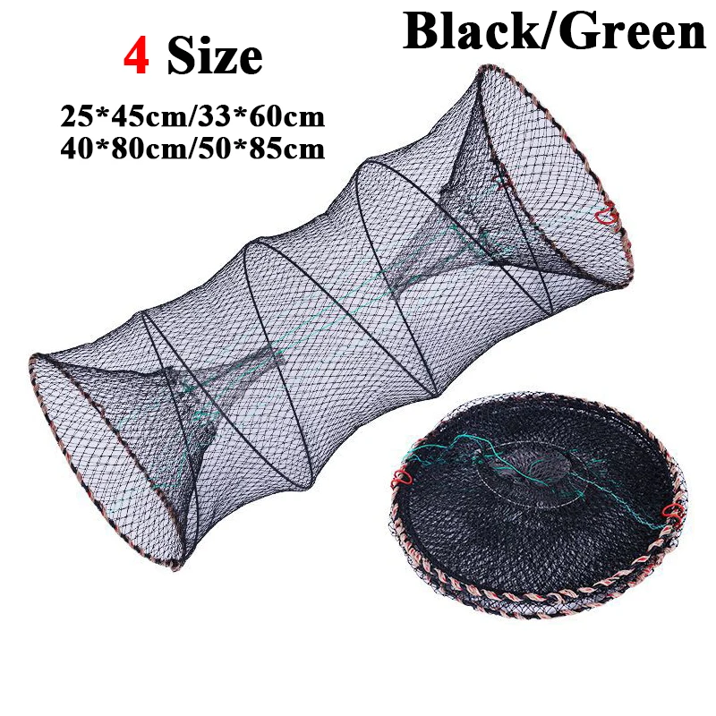 

Nylon Fishing Net Multi Size Crab Cage Shrimp Cage Crab Cage Fishing Net Circular Folding Fishing Gear Black/Green Colors