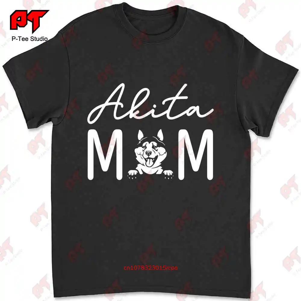 Собака Мама влюбленная меховая мама Akita футболка ELQ4