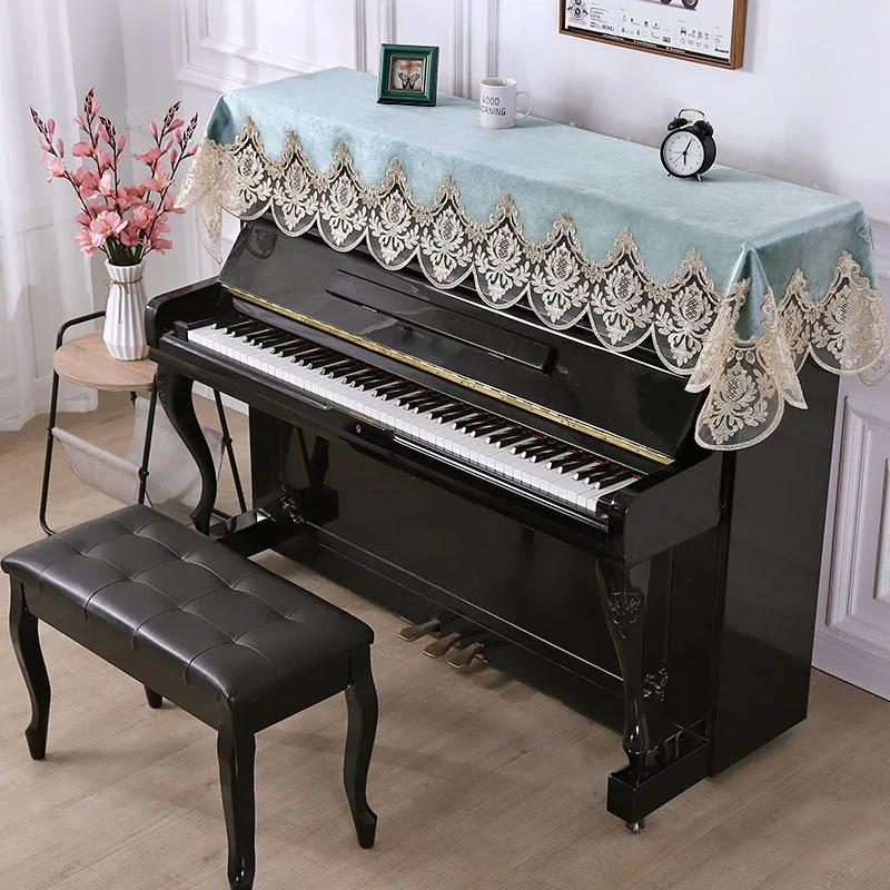 

Piano Cover 85cm*220cm European Style Lace Embroidery Cover Towel Half Cover Dustproof Electronic Organ Protective Cover